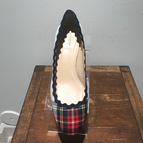 J. Crew Shoes - J.Crew Scalloped Heel Plaid Shoes